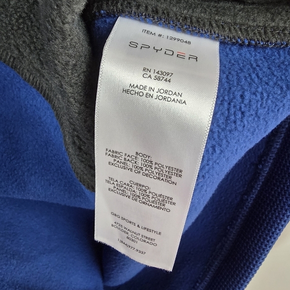 SPYDER Quarter Zip Fleece Lined Pullover Waffle Sweater Blue Black Mens Size L - Picture 9 of 14